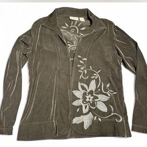 Chico's Black Jacket with Subtle Embroidery